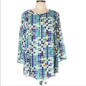 Chaus Bohemian Bloom zipper front Blouse